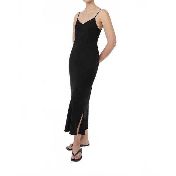 NEW DĀL THE LABEL cupro bias slip dress in black